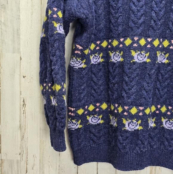 Vintage United Colors Of Benetton Large Made In Italy Shetland Wool Floral - Picture 3 of 7